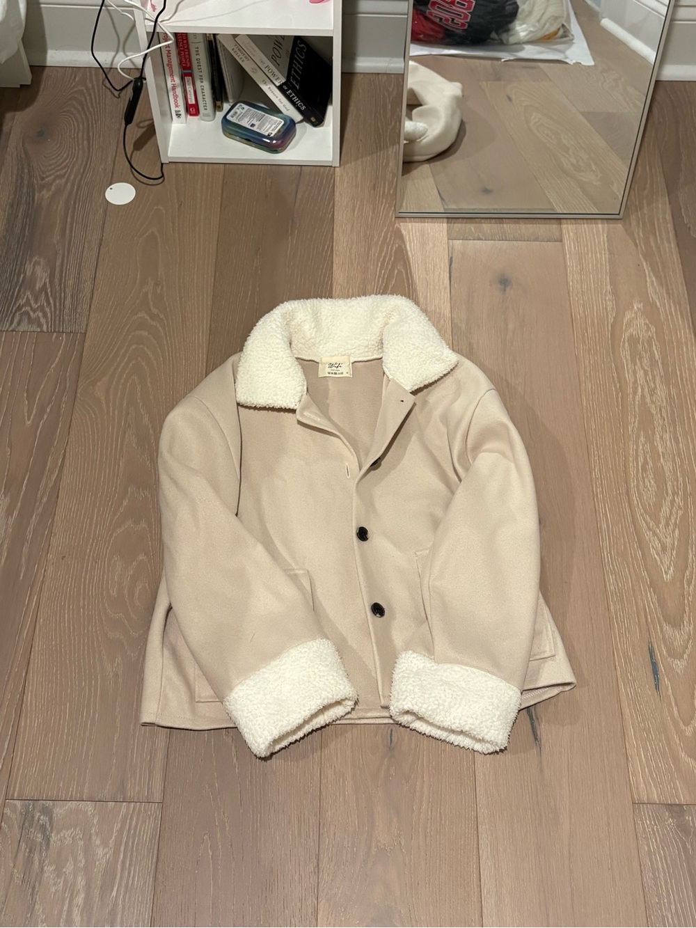 Women's Cream Sherpa-Lined Coat